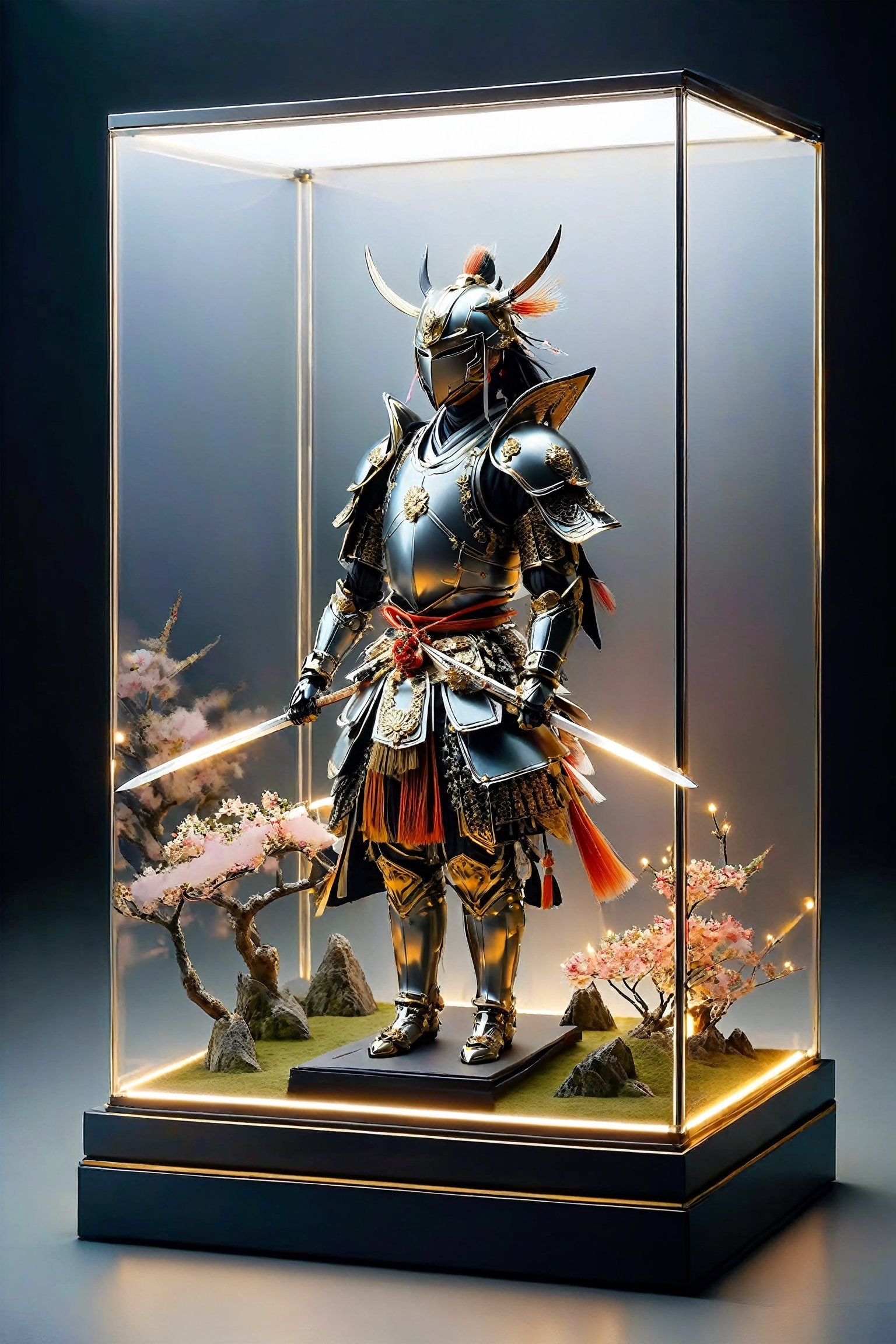 showcase, dolls, especially the armor-clad ones, are a part of Japan's traditional festival, representing a celebration to pray for the health and growth of boys.,The armor-clad dolls consist of figures adorned with samurai attire,  symbolizing the dignity of the warrior class