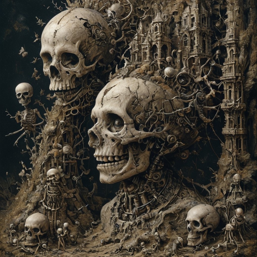 crazy detailed bizarre art, Art of Kris Kuksi sculpture,Intricate Design,skeleton structure,chaotic Extreme complex industrial design,
Ark