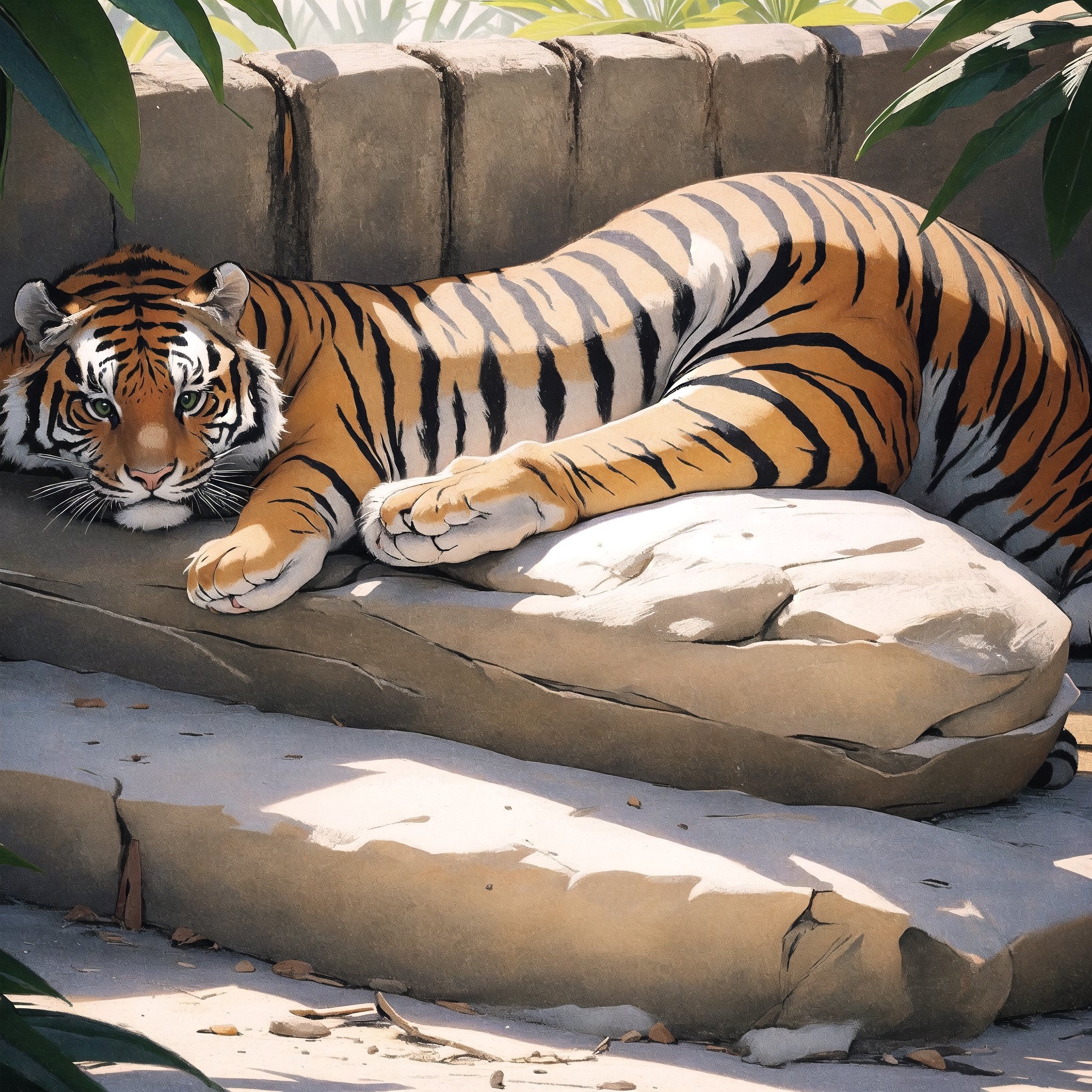 solo,round animal,fat tiger,cute,cat,lying down