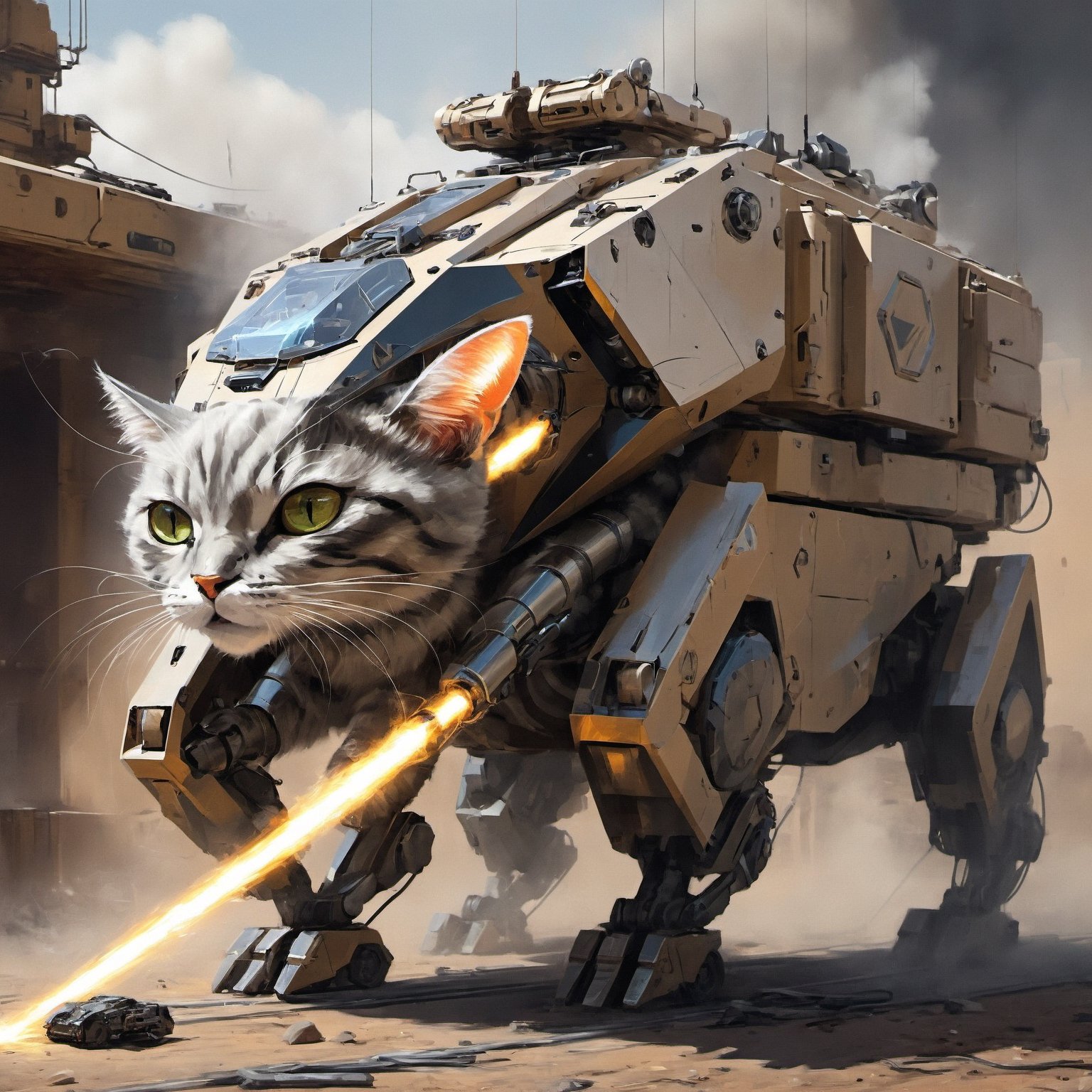  futuristic Design vehicles cat,gigantic  transportation cat, exploring innovative designs,artillery, sparks, racks, system unit,sharp focus, emitting diodes, smoke,   artstation hyperrealism painting, ,aw0k cat