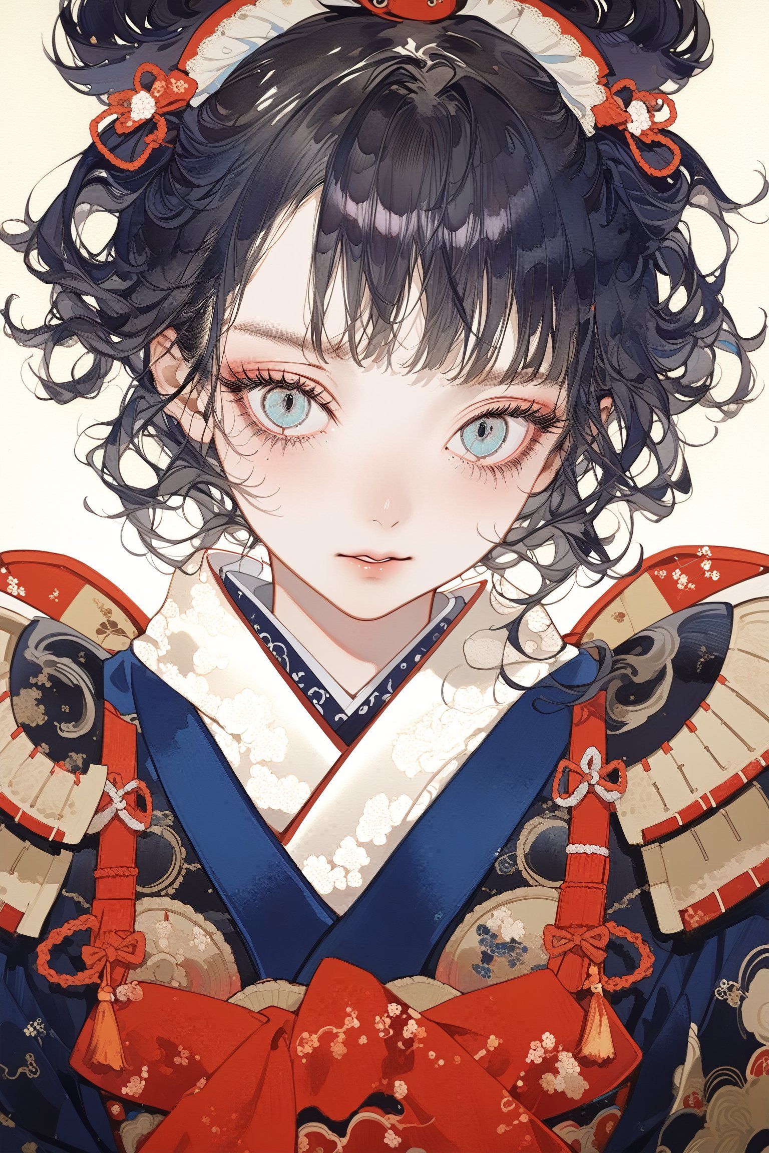 1girl,cute Face,dressed in samurai-style armor,slit pupils,mysterious, narrow, alluring eyes, She wears traditional Japanese armor reminiscent of a samurai, dark blue hakama
,The design blends elegance with strength, portraying her as a warrior princess,warrior,samurai,emo,Realistic Blue Eyes,Inutade