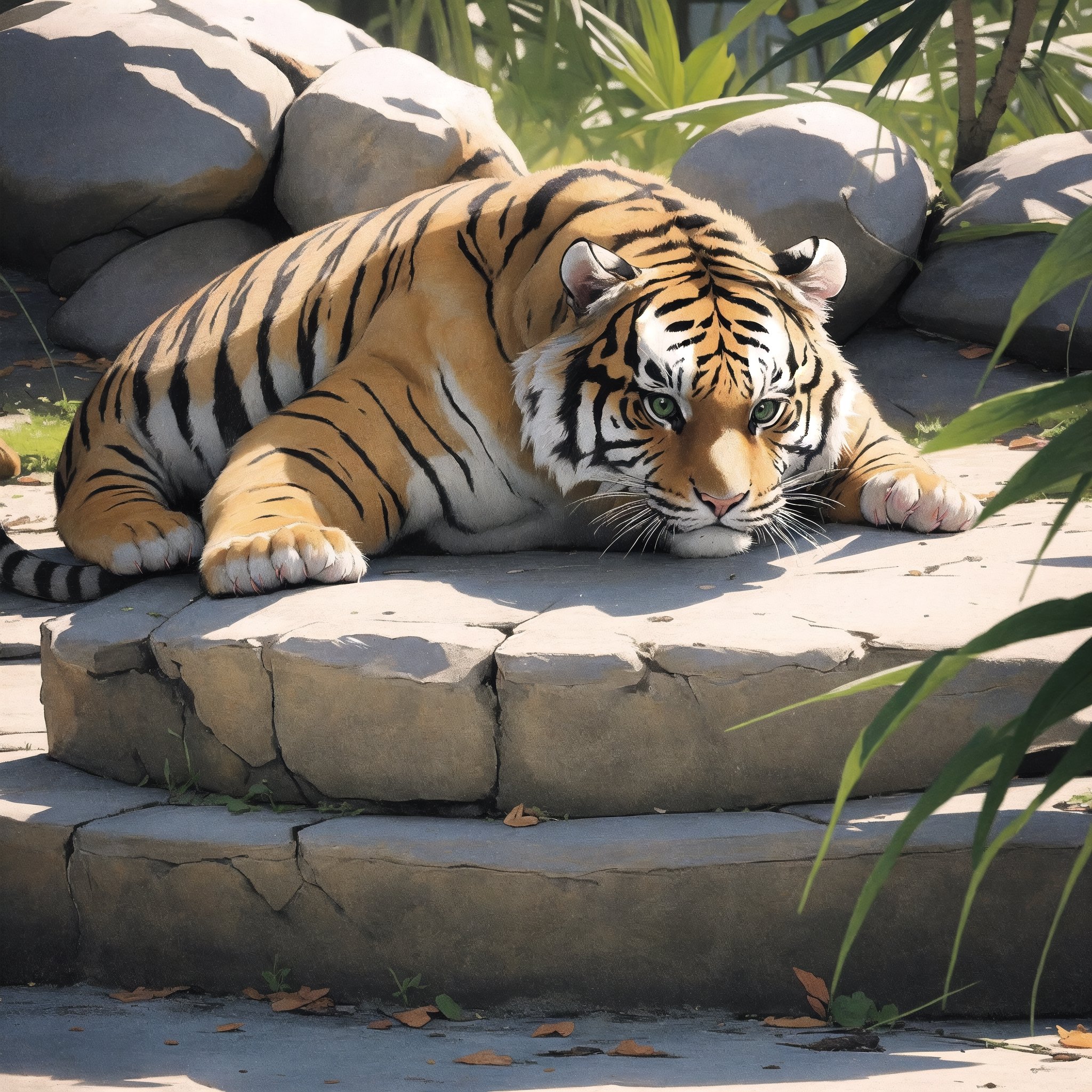 solo,round animal,fat tiger,cute,cat,lying down