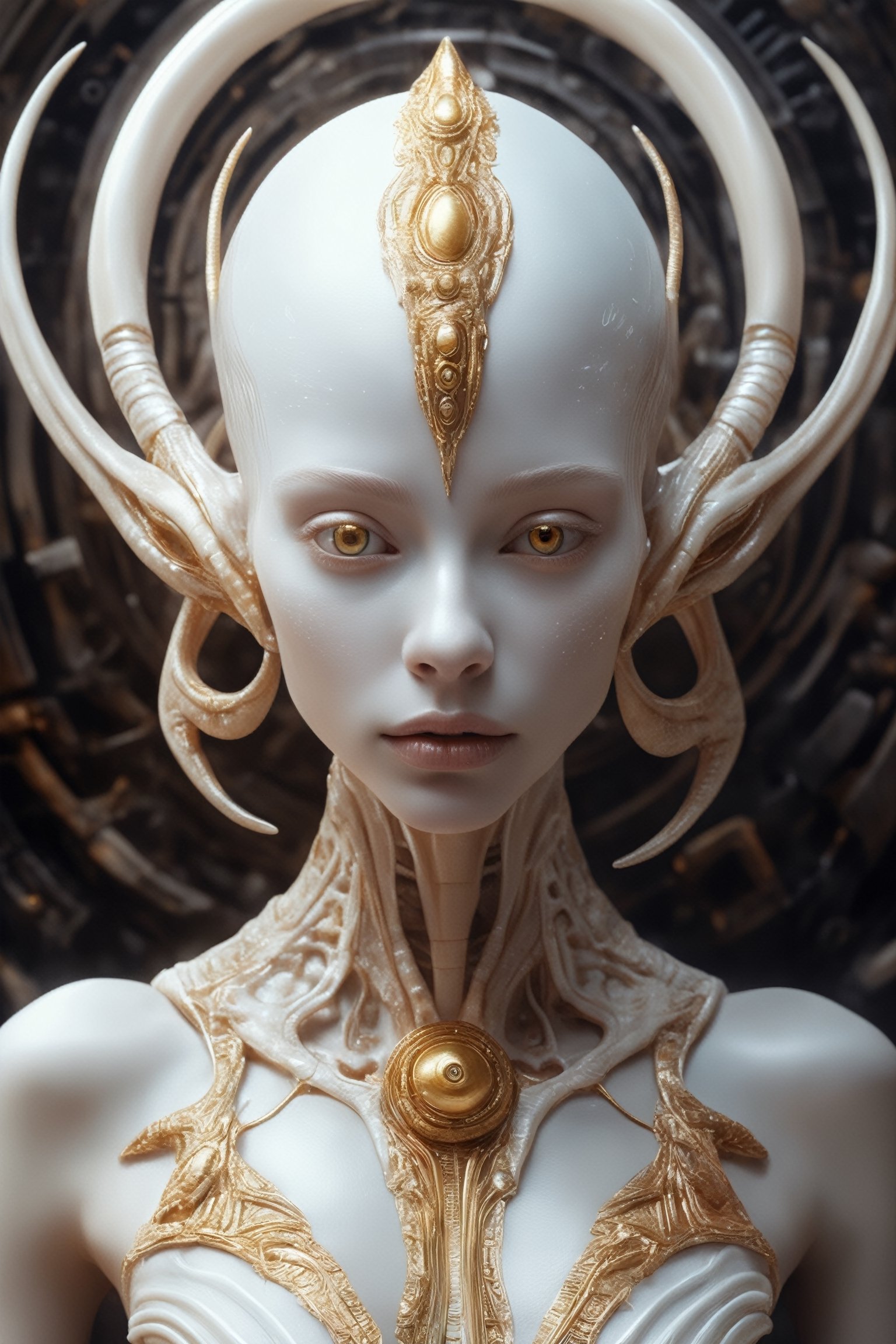 alien art and illustration,albino alien girl, in the style of balanced symmetry, detailed facial features, meticulous portraiture, complex patterns, colorful, surreal, sharp focus, set background, incredible fine detail, very coherent, cinematic, stunning composition, unique, epic, great artistic, perfect light, attractive, elegant, delicate, highly elaborate, vibrant color, ambient atmosphere, inspired, rich deep,Young Girl,DonMP4ste11F41ryT4l3XL,futuristic alien