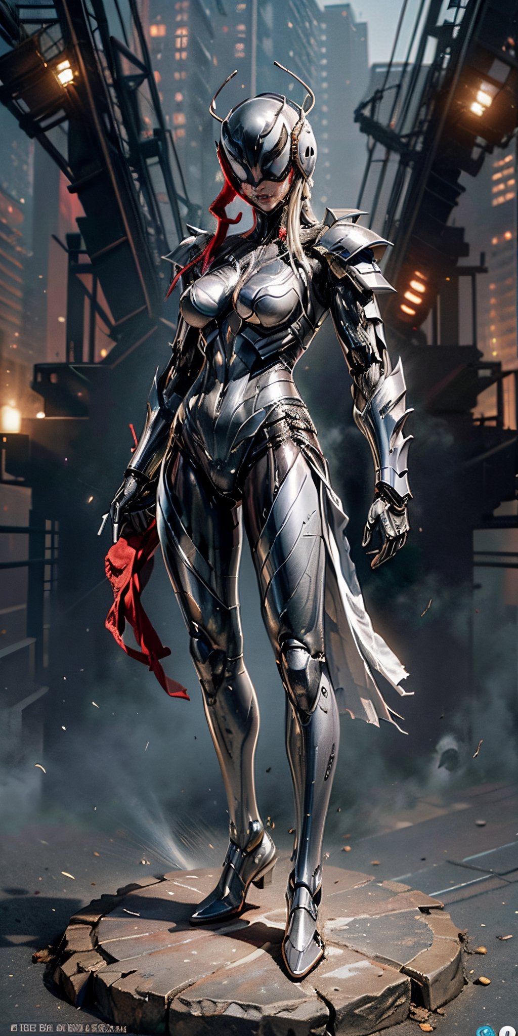 Extreme Detailed,fluted full body armor,
mechanical high-tech Futuristic Maximillian armour,golden and silver color､full Face armour,combination sallet and bevor helm,fullbody shot､
,mecha,venom