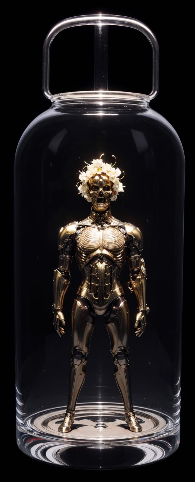 (masterpiece, best quality), (hyper-realistic:1.4), Lenkaizm, 8k, 1man, surrealism, Create a human with a head of transparent apple, you can see corona virus inside his transparent apple head, black background, 