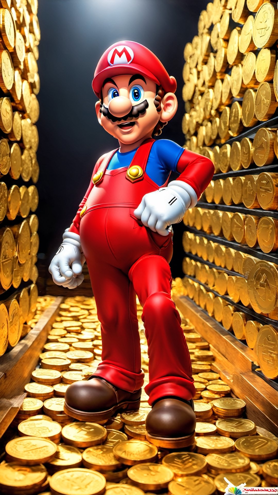 Hasilkan photo real version dari karakter ((Mario)) yg berasal dari Video Games, Mario berperan sebagai as penjelajah coin maze, berbaju merah, kumis lebat bukan main, tampak utuh full body, berbadan kekar muscular dan vein berotot, photo ini harus terlihat seperti di photo studio dan diambil oleh the best cameraman terbaik seantero jagat untuk menghasilkan komposisi gambar yang memuaskan setiap mata yang melihatnya. 
"hahahaha... I love Indonesia" :p