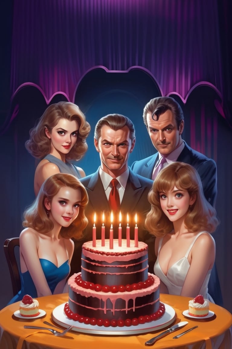 evil people, (evil faces), ((evil grin)), masterpiece, high detailed, thriller, mistery, flatee, (80s clothes), (80s style), murder party, murder, cake, creepy, (semi realistic draw), (elegant clothes), (gala dinner), masterpiece, 8k, deviantart, perfect detailed eyes, perfect detailed hair, (evil), (cartoon style), murder, thriller, horror, creepy, (anime style),girl