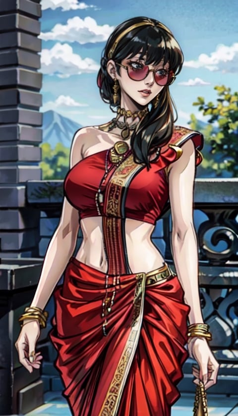 beautiful young redhead woman, wearing sunglasses, hyper-detailed, Realistic,1girl
,sari,anime