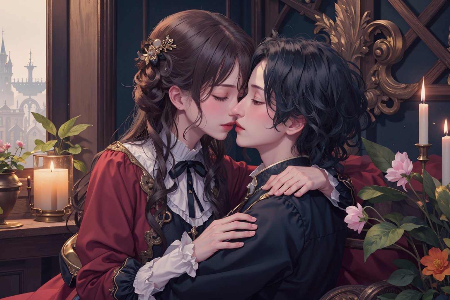 8k, Rococo style, sweet, romance,midjourney, close-up,niji,
