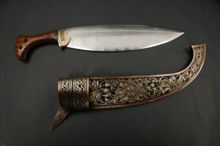 The blade of the barong sword is typically curved and single-edged. It is usually about 2 feet long and 2 inches wide at the widest point. The blade is often sharpened on both sides, but it can also be sharpened on just one side. The blade is made of steel or iron, and it is often decorated with filigree or other designs. The handle of the barong sword is made of wood or ivory. It is often wrapped in leather or cloth. The handle is about 10 inches long and 2 inches wide. It has a grip that is comfortable to hold, and it is often decorated with intricate carvings.