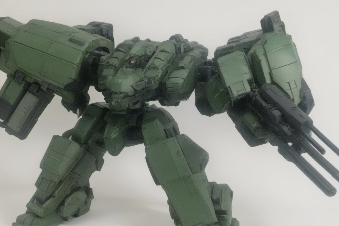 armored core, best quality, concept art, utilitarian, military, metallic, green highlights