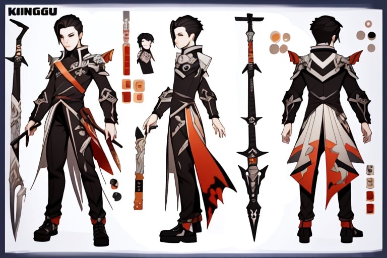 Design a new character for the Korean MMORPG "Elsword".  The character is named Magnus, and he wields a warhammer as a main weapon.  ,chara-sheet
