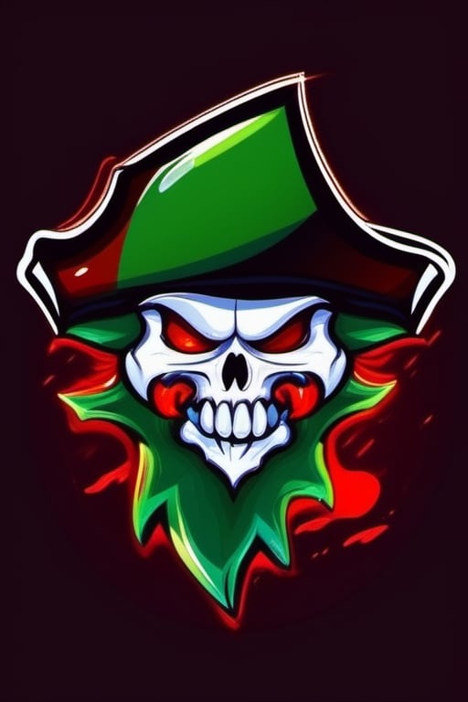 mascot logo, skull, vampire fangs, pirate flag, jolly roger, 