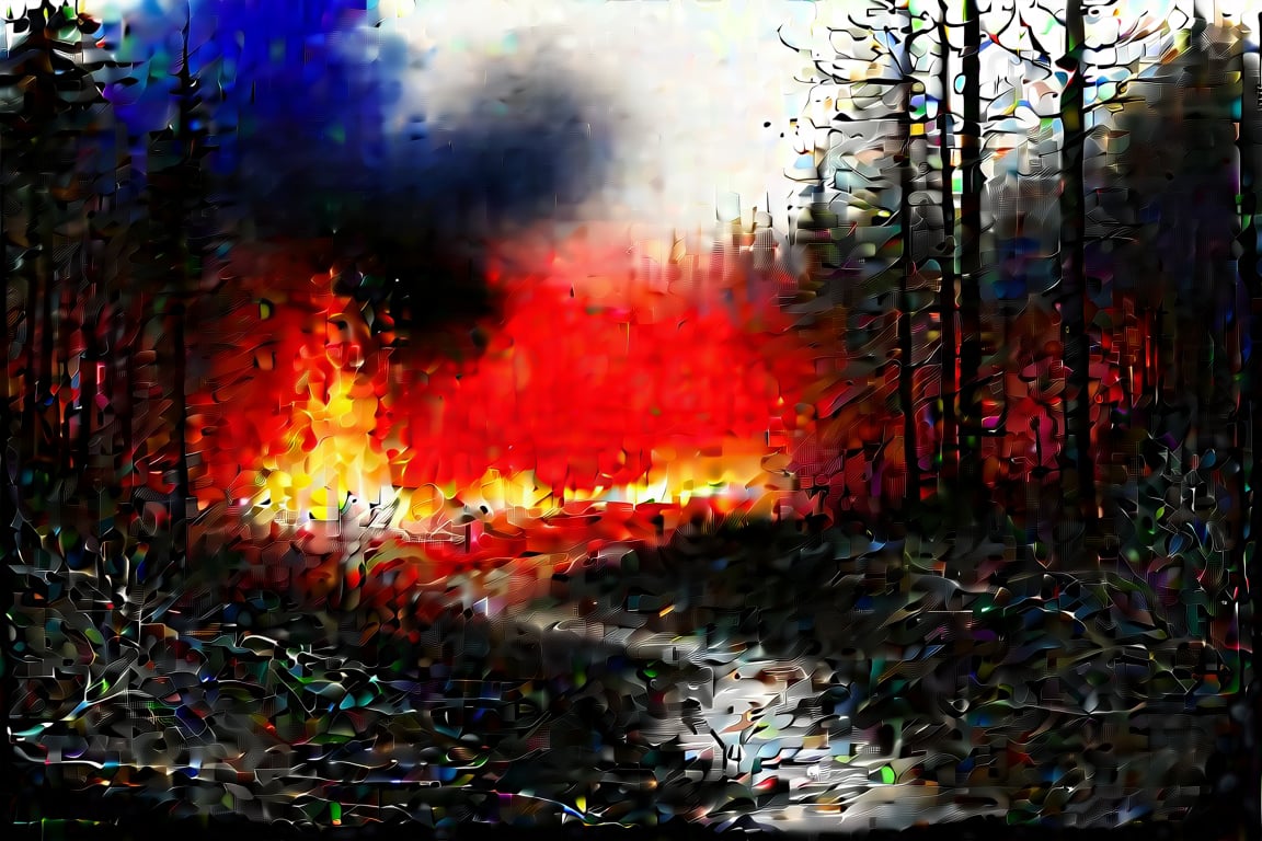 ink-style, the aftermath of a forest fire