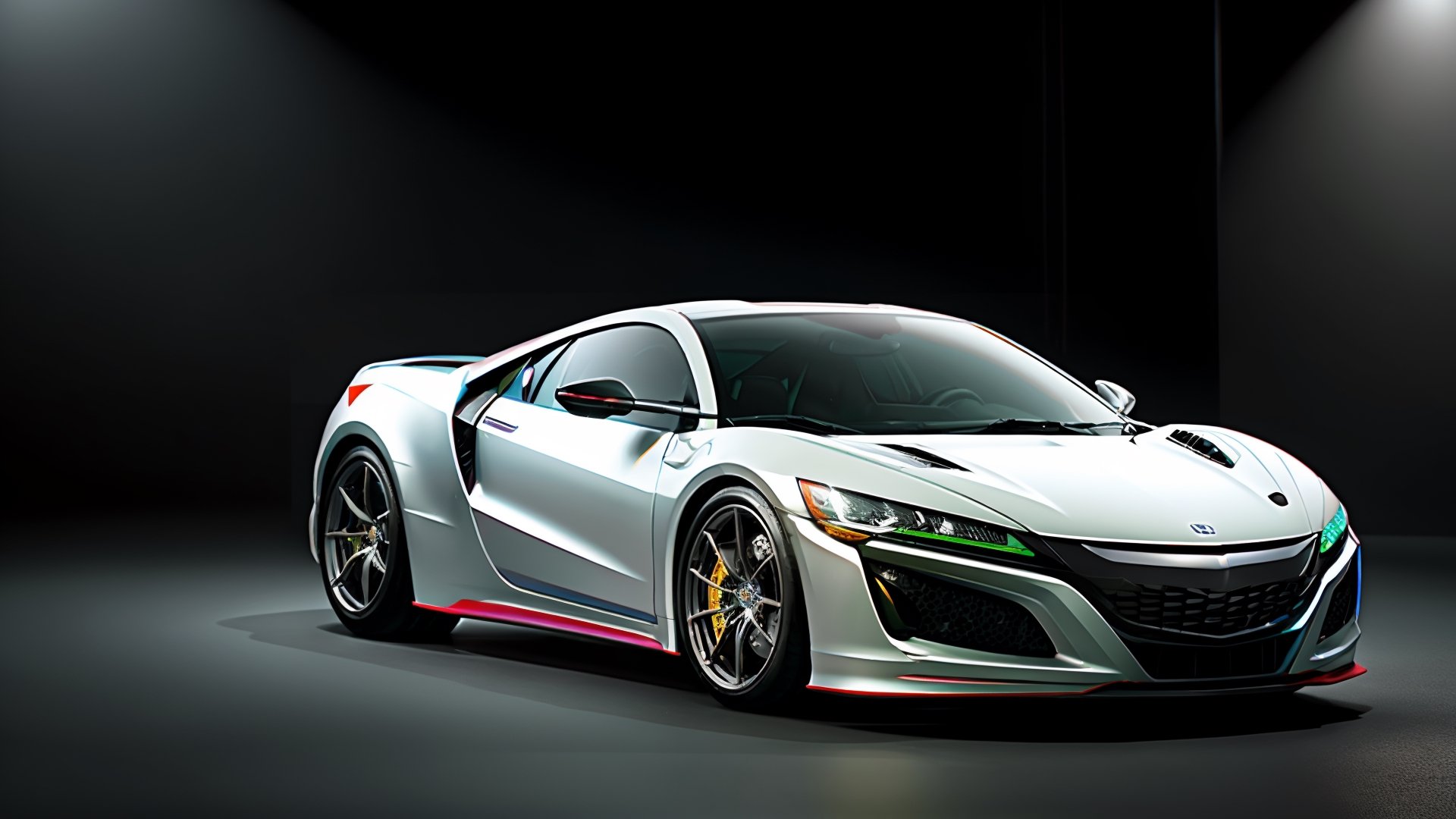 Realistic 8K rendering, Honda NSX NC1, Simple studio background, Studio lighting for a cinematic look, Dynamic and photo-realistic, detail topnoch, front look,