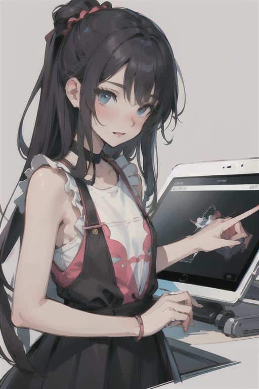 A girl who draws illustrations on an anime tablet