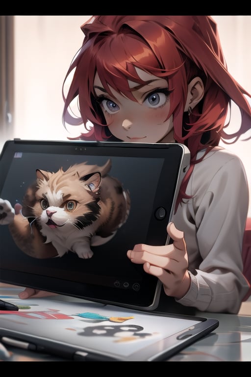 A girl who draws illustrations on an anime tablet