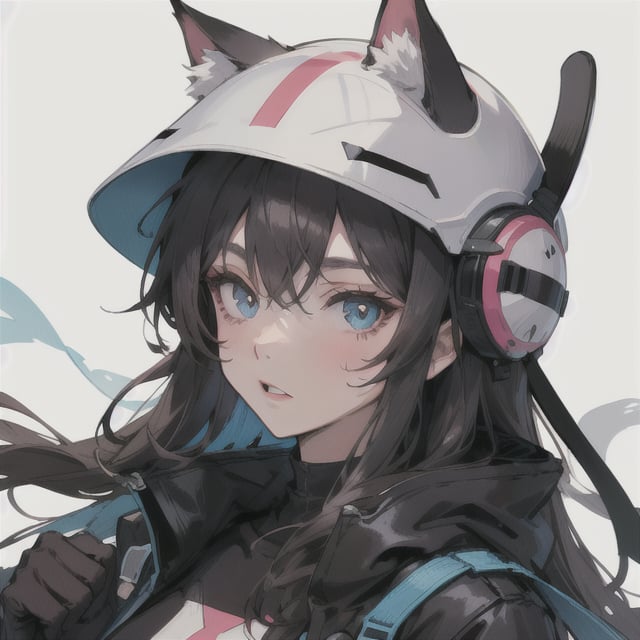 girl wearing a cat ear helmet