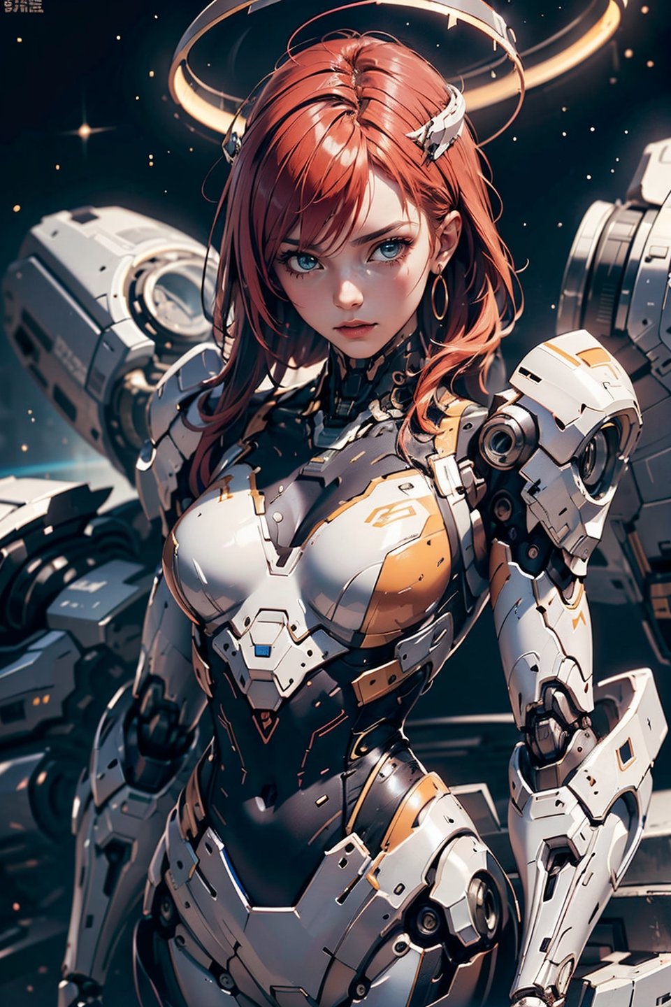 lora:mecha_offset:0.9, musume wick, mechanical parts, robot joints, single mechanical arm, mechanical halo, star halo, intricate mechanical bodysuit, wick corset, random pose,, (masterpiece, high quality, best quality:1.3), Detailed, (everything Detailed),
