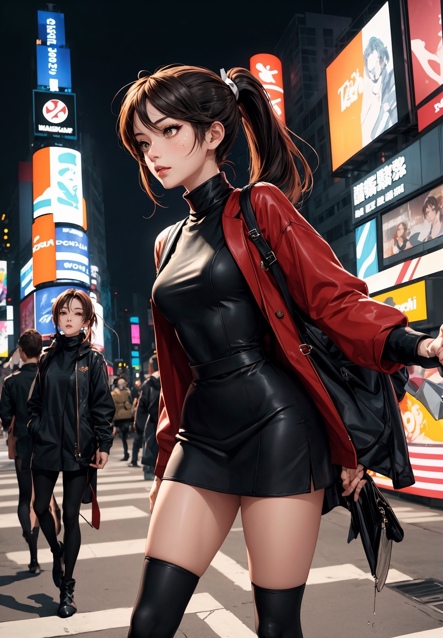 Masterpiece, best quality, fine detail, maishiranui, maishiranui_face, bangs, ponytail, oily skin, (detailed face and eyes):1.2, wearing edgADC, turtleneck, sweater dress, 38carbon leggings, boots, standing, candid pose, times square at night, lora:maiShiranui030417:0.6, lora:edgAutumnDressCode:0.4
,edgADC_fashion