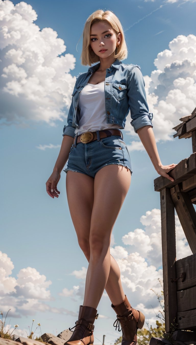 (masterpiece, best quality), android18, earrings, denim, belt, lora:android_18:1, outdoor, day, cloud, cloud day, sky, blue sky,
,Android_18_DB,and18, 1girl