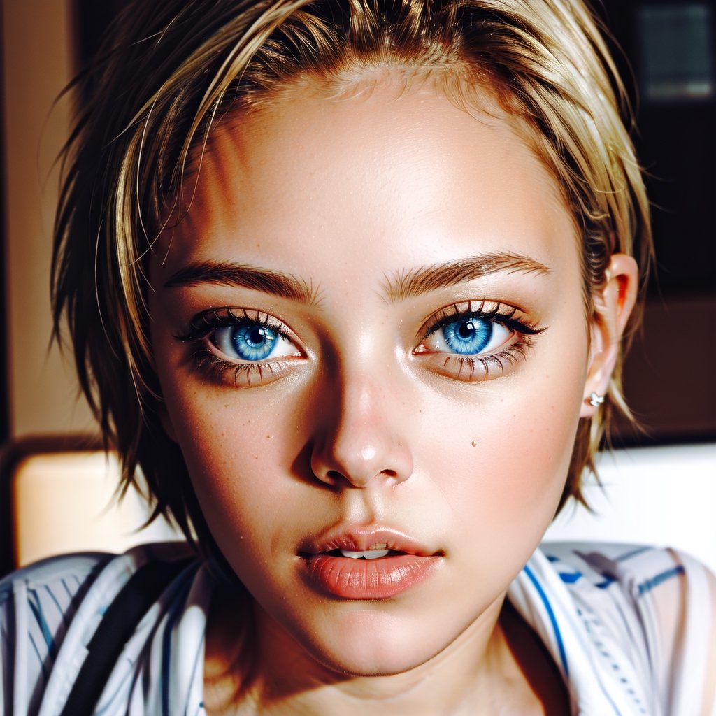 ,ISK ,blonde short hair
,photorealistic,  ,looking_at_viewer