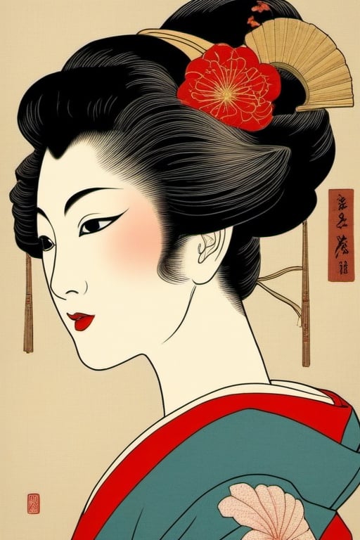 ukiyo-e, geisha girl 