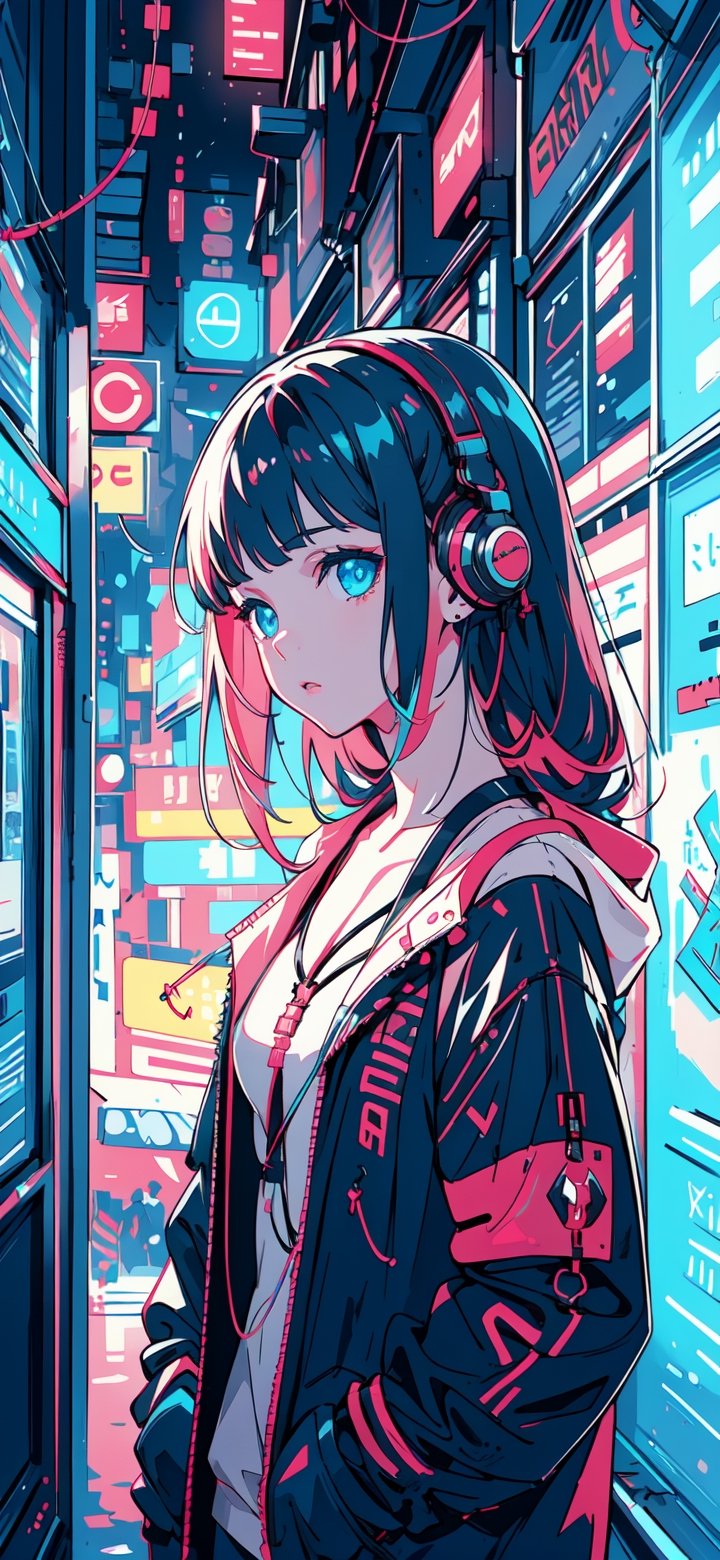 1girl, intrincate details, wires of all colors, fluorescent colora wires,vibrant colors, neon lights, futuristic, intrincate,1 girl,LOFI