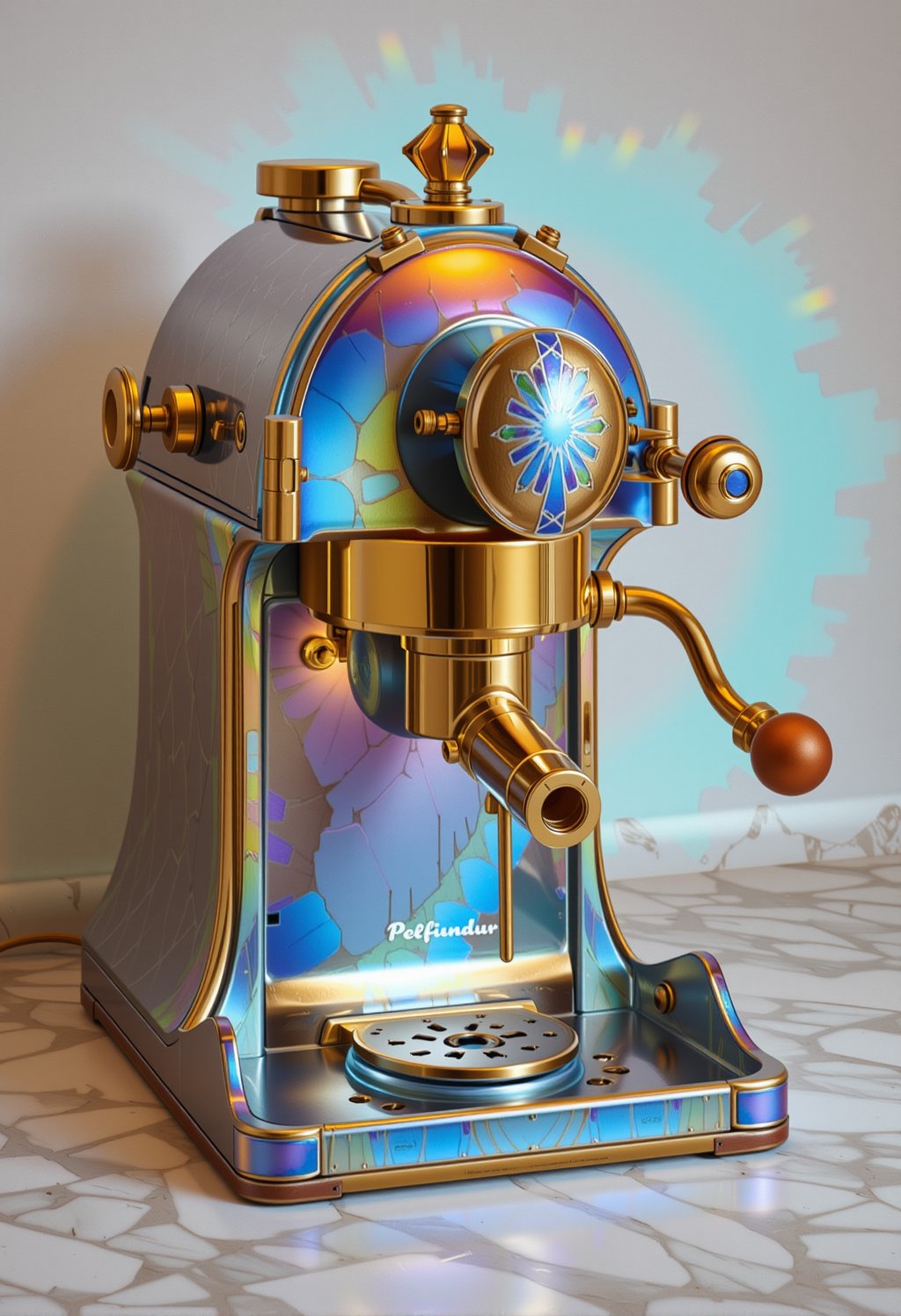 traditional Mediterranean coffee machine, iridescent light