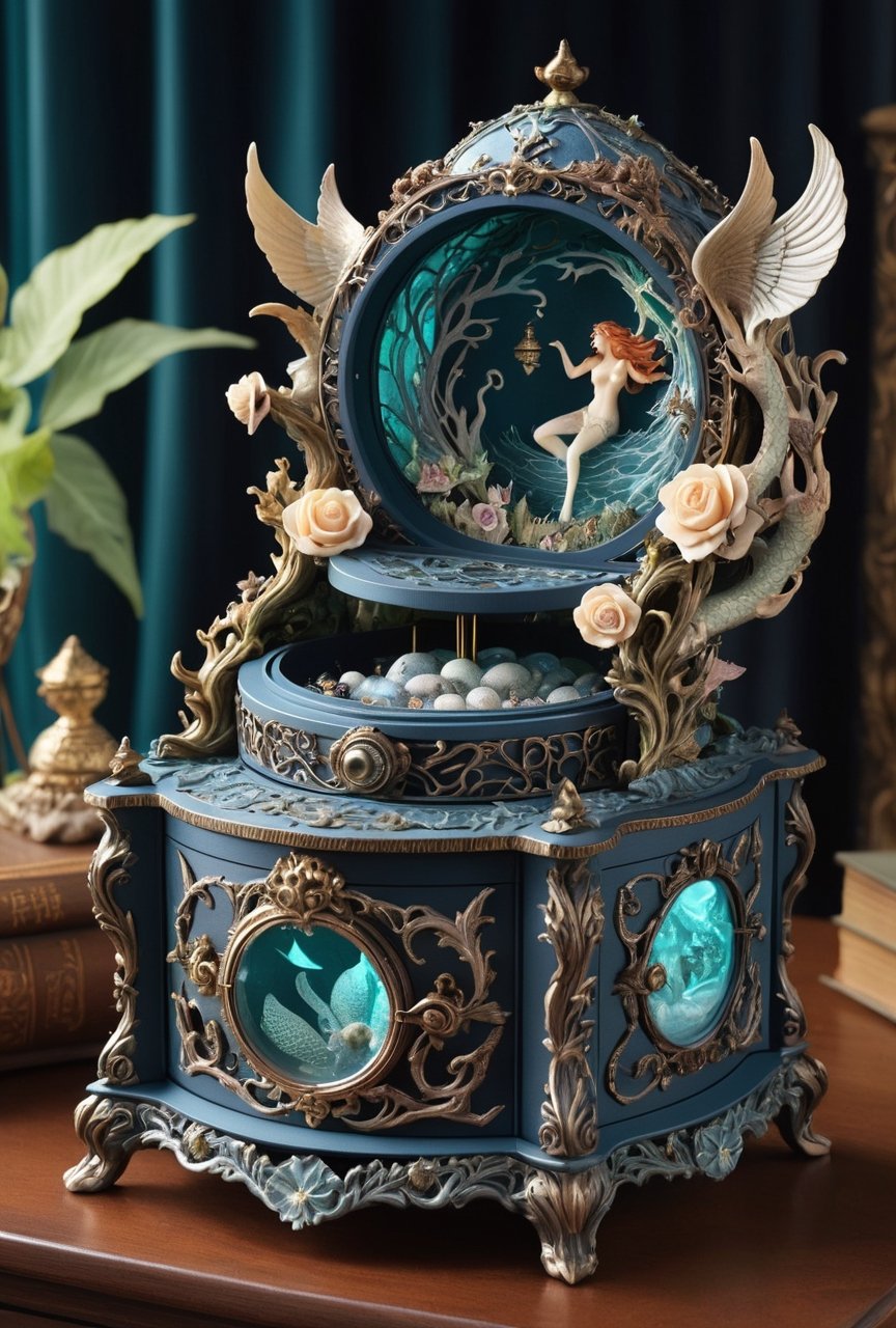 Siren's Song Music Box 🎶🧜‍♀️
Open this ornate music box to unleash the hauntingly beautiful melodies of a Siren's song. The music has the power to soothe, inspire, and transport the listener to distant, dreamlike realms.

