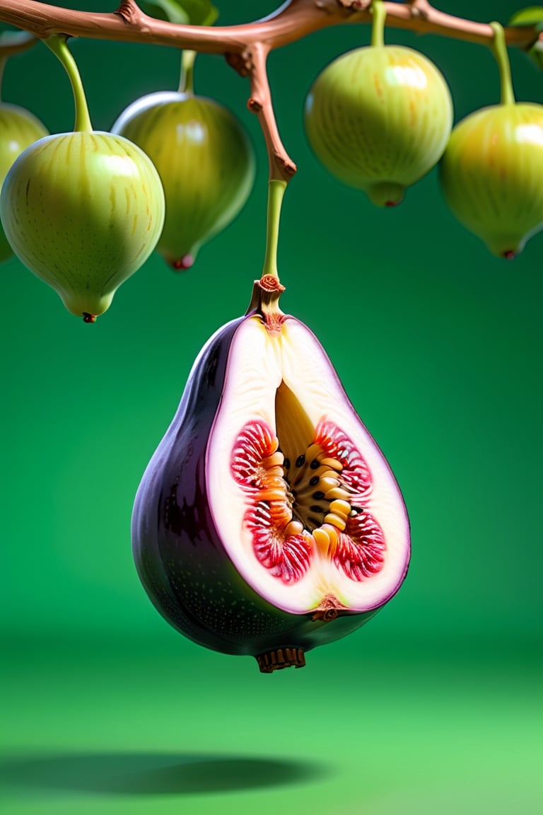 8K,Best quality, masterpiece, ultra-high res, (photorealistic:1.4), Masterpiece, Concept Art,  (full Croma green background), singleL Fig fruit