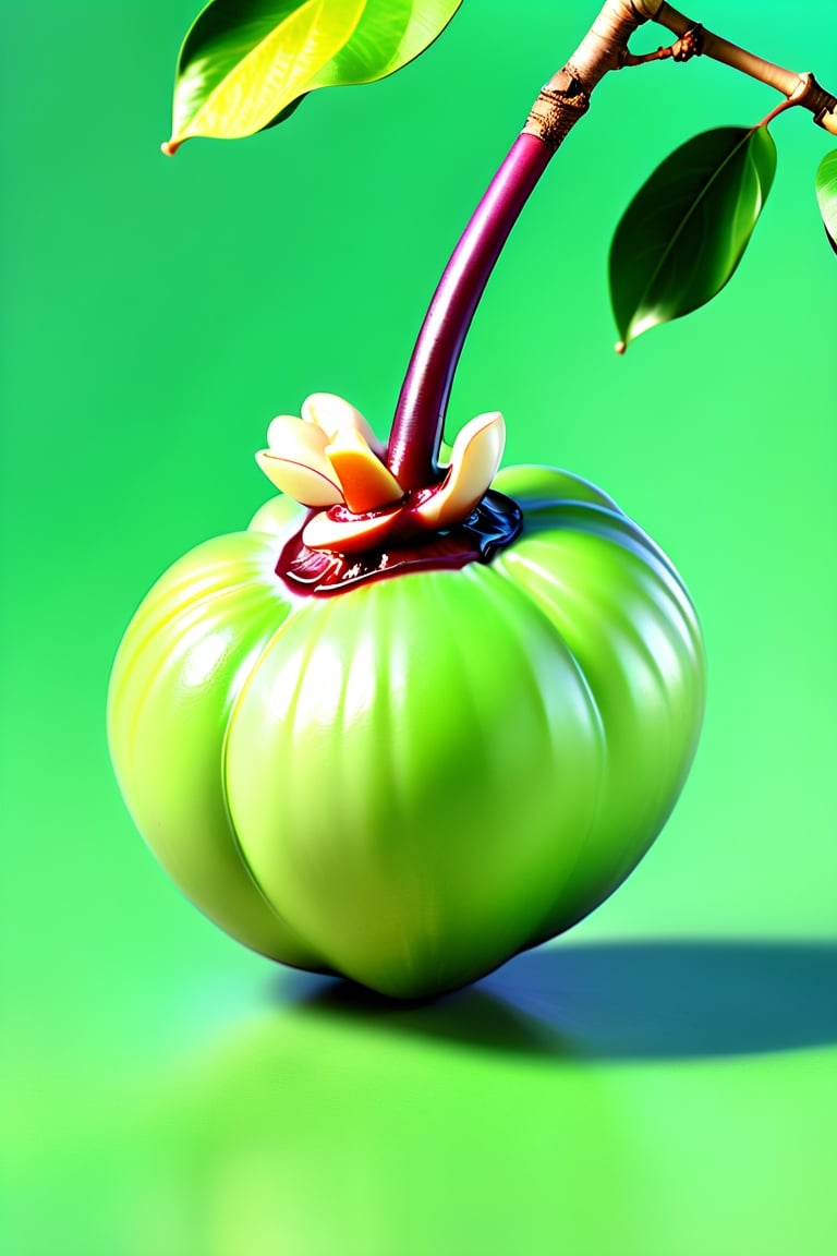 8K,Best quality, masterpiece, ultra-high res, (photorealistic:1.4), Masterpiece, Concept Art,  (full Croma green background), mangosteen fruit,  