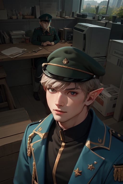 semi elf,  isometric view, german uniform