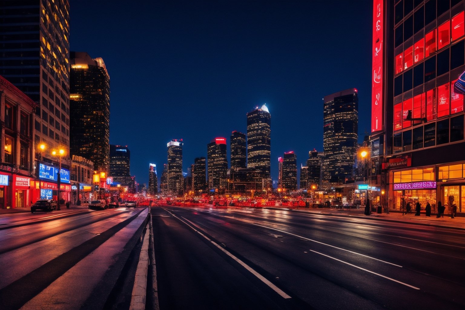 night city, street, neon, lights, road, buildings, HD wallpaper