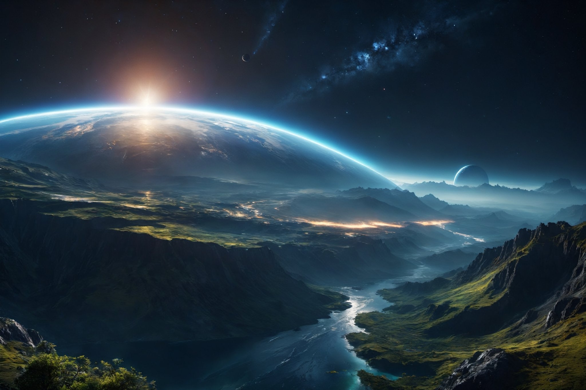  ((planet EARTH NIGHT VIEW FROM SPACE)) , panorama ,
, digital painting, digital art, cinematic scene, dramatic lighting, evocative use of light and shadow, artwork masterpiece, best quality movie, highly detailed, (((masterpiece))), (((best quality))), ((ultra-detailed)), Hyper Real, Photorealistic, 8K, high resolution,
Dark-Art, 8K, concept art, filmic, HDR, volumetric lighting, highly detailed, cinematic lighting, artstation, vibrant nature, volumetric light,Sci-fi ,science fiction,