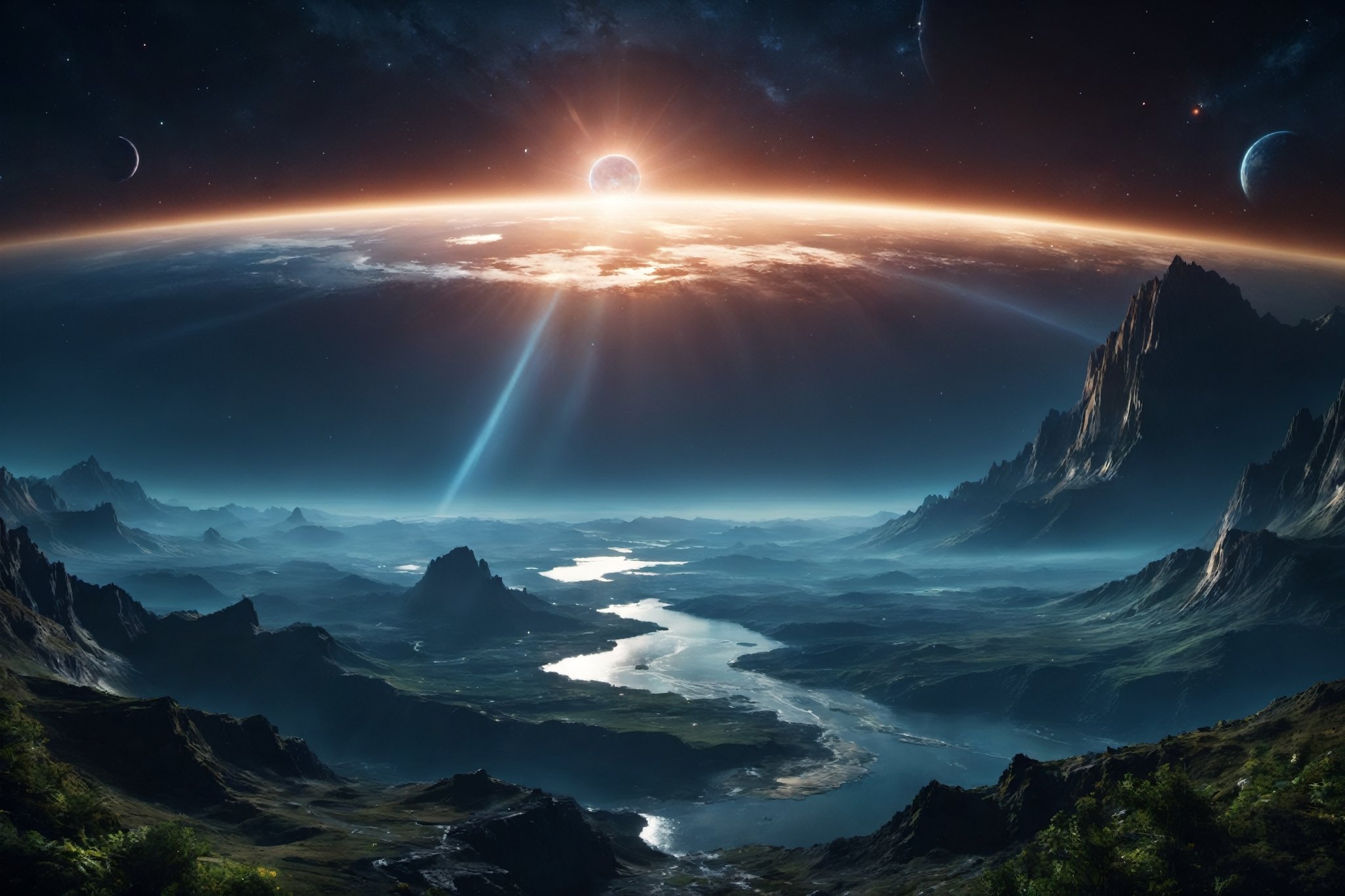  ((planet EARTH NIGHT VIEW FROM SPACE)) , panorama ,
, digital painting, digital art, cinematic scene, dramatic lighting, evocative use of light and shadow, artwork masterpiece, best quality movie, highly detailed, (((masterpiece))), (((best quality))), ((ultra-detailed)), Hyper Real, Photorealistic, 8K, high resolution,
Dark-Art, 8K, concept art, filmic, HDR, volumetric lighting, highly detailed, cinematic lighting, artstation, vibrant nature, volumetric light,Sci-fi ,science fiction,