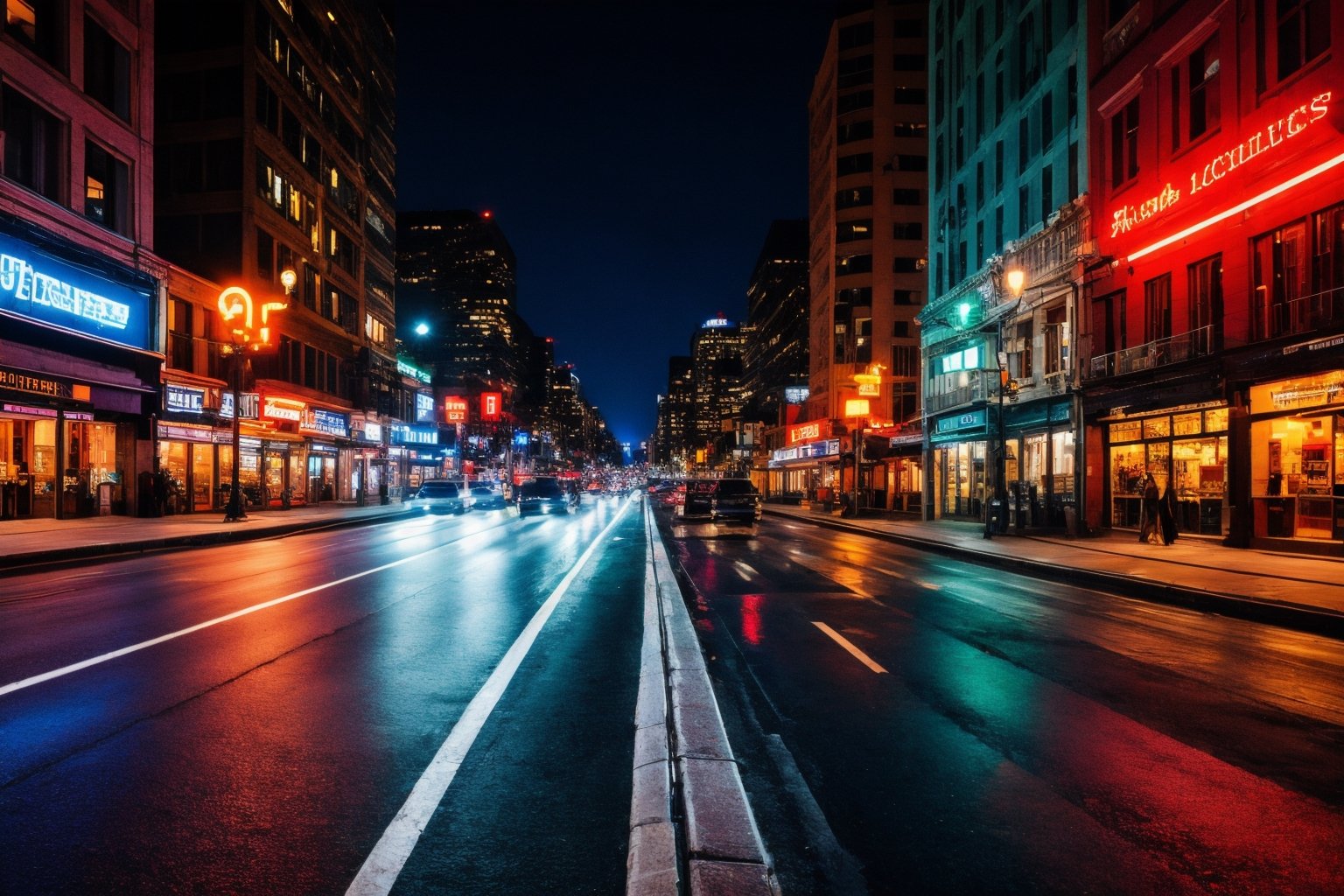 night city, street, neon, lights, road, buildings, HD wallpaper