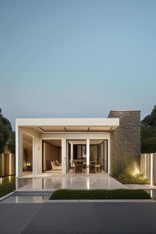 "It's a modern minimalistic house design that exudes simplicity on the exterior. The standout feature of the house is its clever use of levels, emphasizing clean lines that form a box-like structure. The design incorporates exposed brick walls and faux stone cladding, elevating the visual appeal of the house.

The minimalist approach is reflected in the uncluttered design that highlights the beauty of simplicity. The box-like design of the house not only contributes to its aesthetic uniqueness but also creates an engaging interplay of light and shadow.

The use of exposed brick walls and faux stone cladding adds depth and texture to the façade, making the house stand out in an understated yet striking manner. The focus on clean lines and geometric shapes enhances the modern and minimalistic charm of the design.

Overall, this modern minimalistic house captivates with its straightforward yet captivating exterior, masterfully playing with levels and lines to create a distinctive and visually appealing architectural composition."