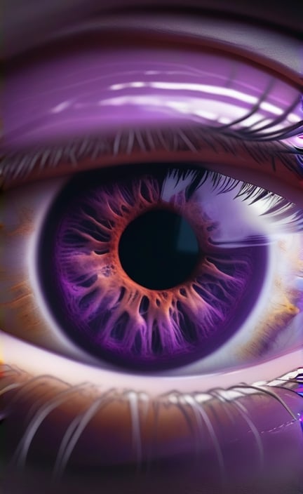 Purple pupil human eye hyperrealistic