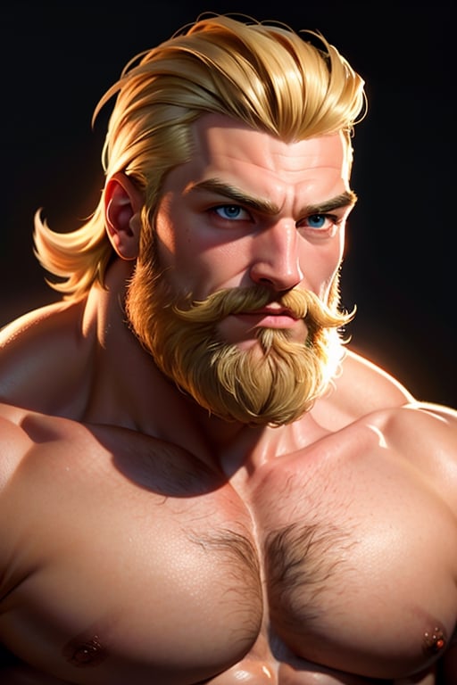 beautiful,  extreme detail,  attractive man,  headshot_portrait,  muscular,  facing_viewer,  realistic,  masterpiece, dynamic lighting, blonde_hair, beard,