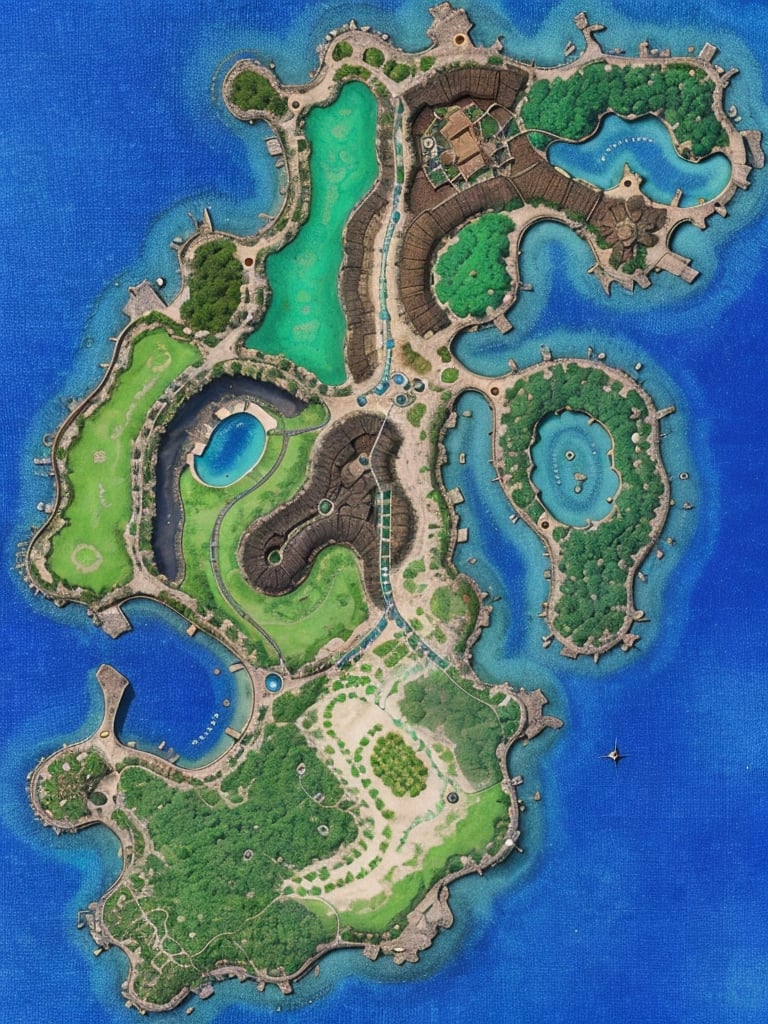 A map of a fantasy jungle island