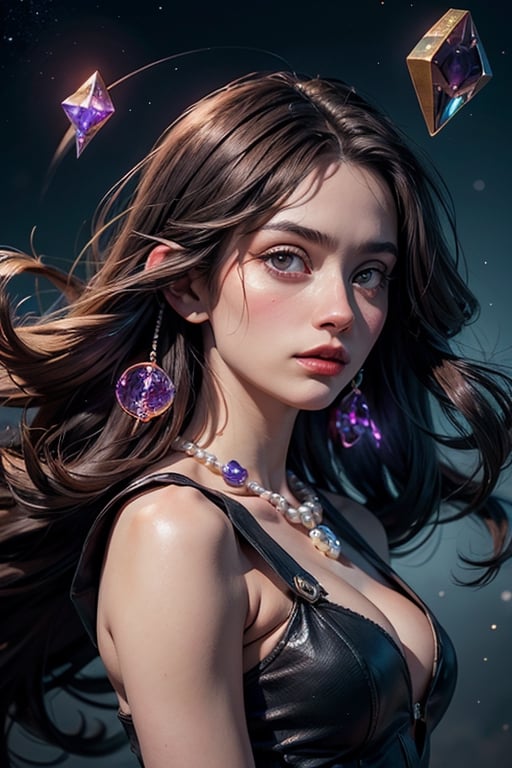 Realistic fantasy, High quality, Ultra Realistic,HDR,8K, High resolution, potrait photography, masterpiece, insanely detail, very detailed face and body, 1girl, ((colorful pearls)),(gemstone:1.7),angle,((floating magical circle),colorful, short_skirt,sky, stars, celestial body, magic sparkling,atmosphere, (dreamy world:1.4), cinematic shot, low angle shot, (noir:1.4)smooth,Detailedface,perfecteyes,(FFIXBG:1.2),(Circle:1.3),Detailedeyes,(EnvyBeautyMix23:1.4)