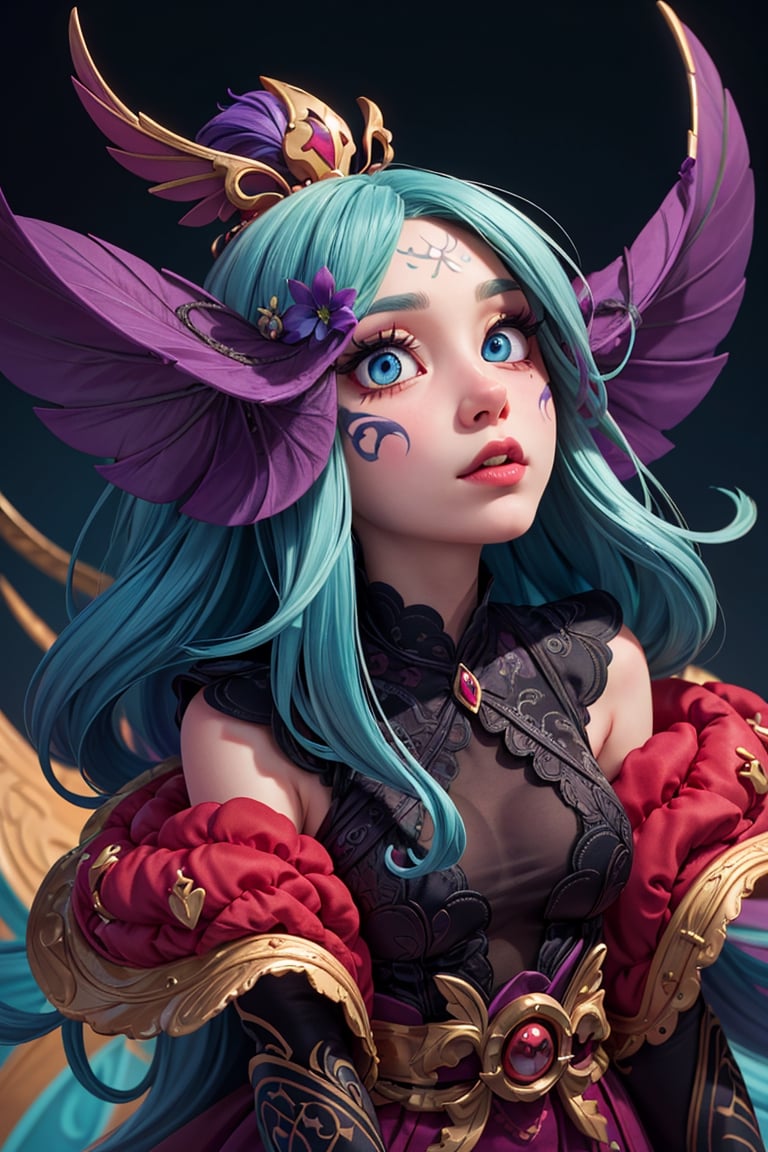 Full-length view, stunning beautiful Asia model, hyper-detailed eyes and face, extreme angle, perfect makeup. Art by Chrissy Zullo, illustrations characterized by a distinct mix of whimsical elements with darker undertones, with predominantly female characters in stylized form with elongated limbs, the work is highly detailed and uses a bold color palette, combining natural and fantastical elements, giving the characters a sense of an otherworldly, dreamlike quality, that captures the imagination and emotions of the audience. front view,