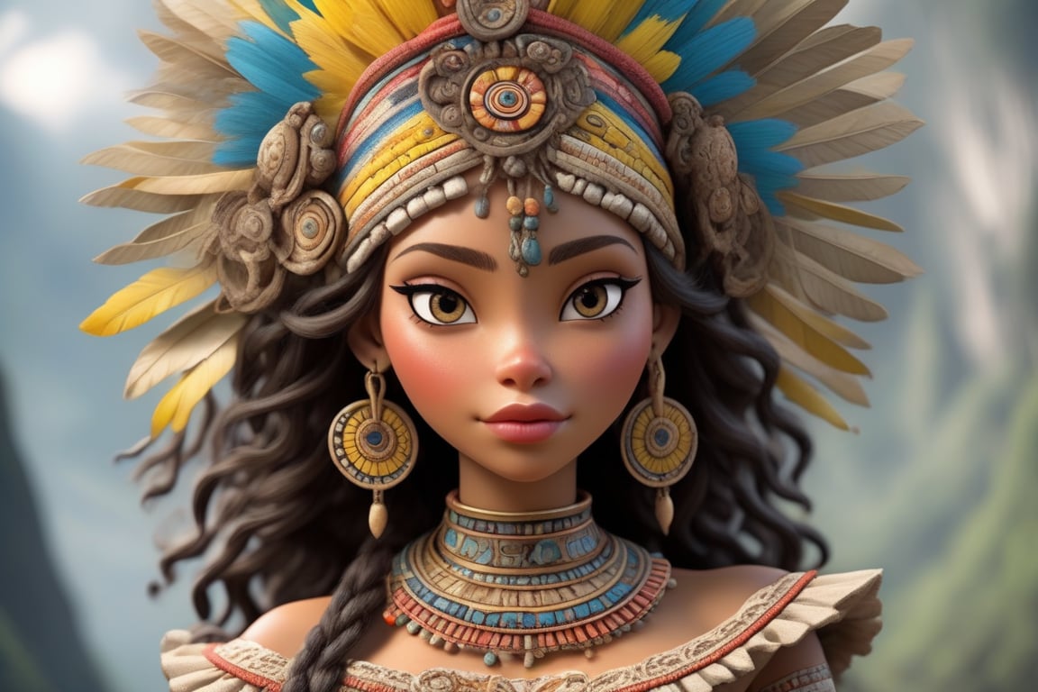 A female figure representing the pinnacle of human beauty, blending ideal attributes from diverse cultures and epochs, Her attire and accessories should resonate with Colombian mythology or regional Colombian styles, echoing the country's rich history and aesthetic appeal, Craft her form to depict the most harmoniously proportioned and healthiest human body, representing the zenith of evolutionary genetics without veering into the bizarre or exaggerated, Every feature, from the curve of her lips, the sparkle in her eyes, to the posture she assumes, should be meticulously detailed, epitomizing aesthetic perfection and purity, Set against a tableau of Colombia's captivating landscapes, reinforcing the synergy of natural beauty and human allure, Her expression should radiate a serene confidence, symbolizing the embodiment of human beauty and potential. The final design should encapsulate a woman who, through her appearance and Colombian-inspired attire, becomes a paragon of evolutionary aesthetics and elegance."