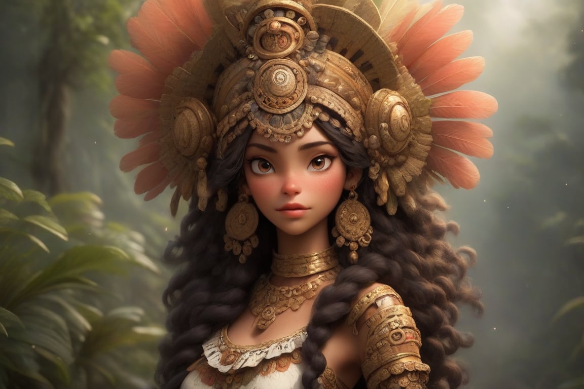 A female figure representing the pinnacle of human beauty, blending ideal attributes from diverse cultures and epochs, Her attire and accessories should resonate with Colombian mythology or regional Colombian styles, echoing the country's rich history and aesthetic appeal, Craft her form to depict the most harmoniously proportioned and healthiest human body, representing the zenith of evolutionary genetics without veering into the bizarre or exaggerated, Every feature, from the curve of her lips, the sparkle in her eyes, to the posture she assumes, should be meticulously detailed, epitomizing aesthetic perfection and purity, Set against a tableau of Colombia's captivating landscapes, reinforcing the synergy of natural beauty and human allure, Her expression should radiate a serene confidence, symbolizing the embodiment of human beauty and potential. The final design should encapsulate a woman who, through her appearance and Colombian-inspired attire, becomes a paragon of evolutionary aesthetics and elegance.",gh3a,dfdd,Magical Fantasy style