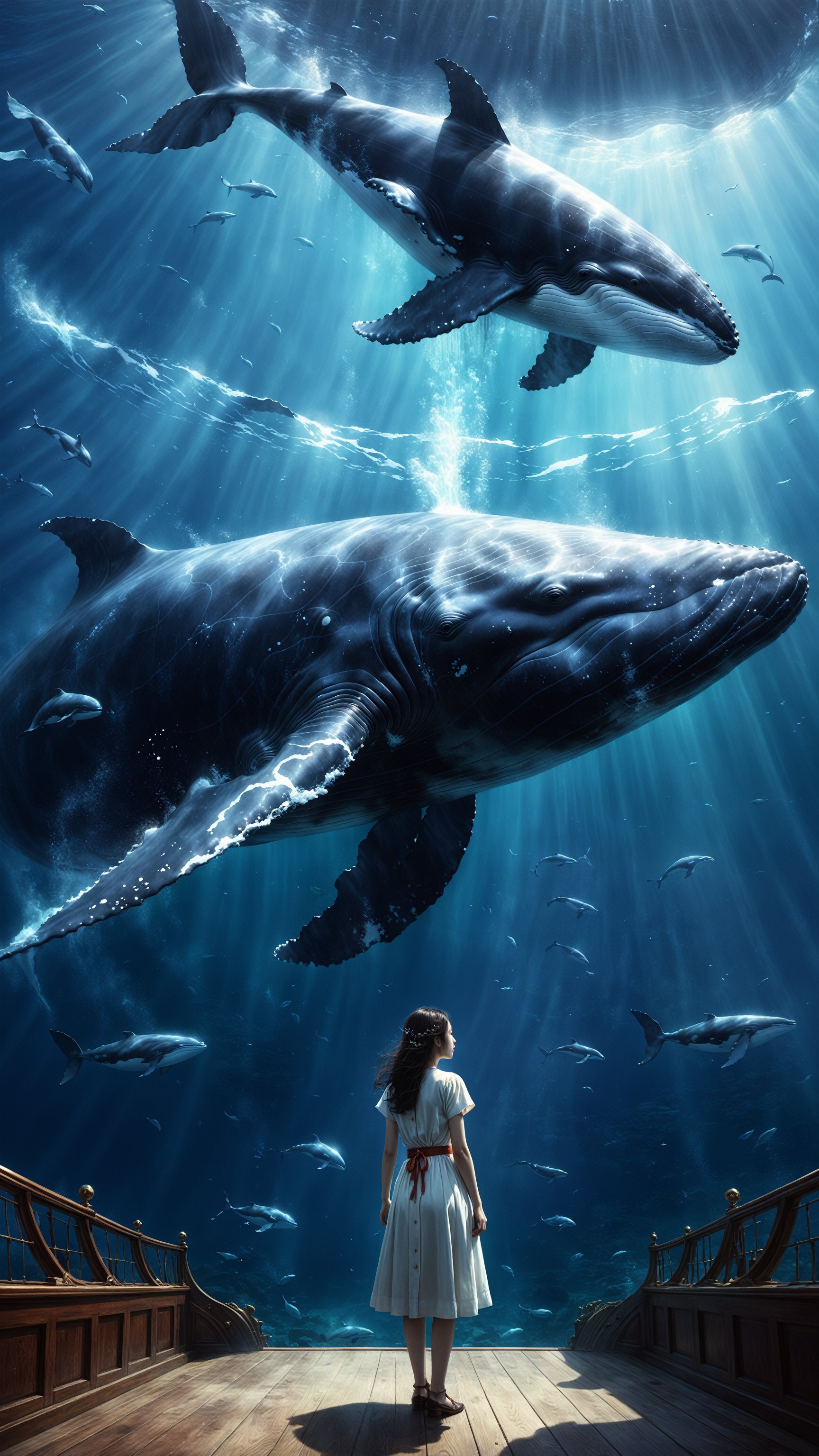 Girl ,Dream, Whale, Surrealism,Science Fiction ,Fantasy,xinxihuan