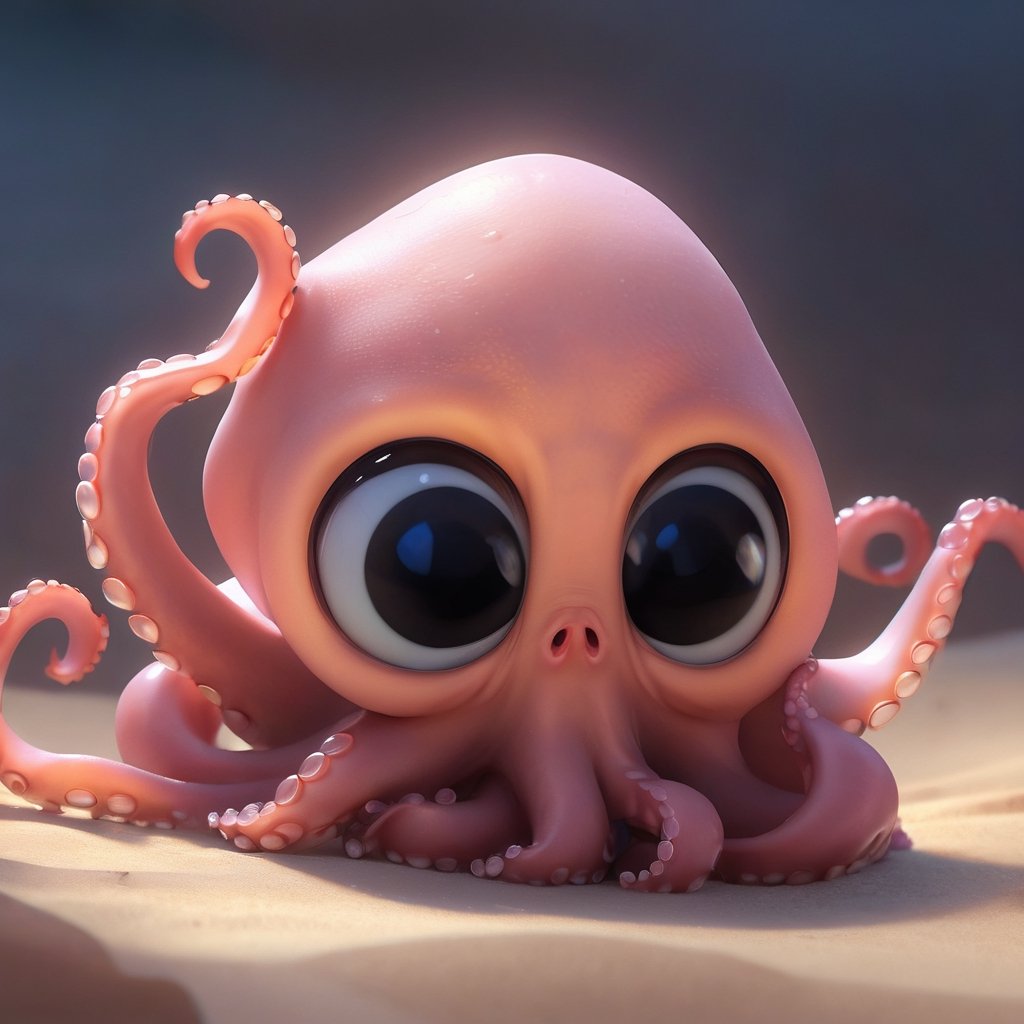 Matrix background, cute baby octopus with ten tentacles, pixar, disney, eye contact, masterpiece,  extremely best quality,  official art,  cg 8k wallpaper,  (Fantasy Style:1.1),  (artistic atmosphere:1.2), pixiv 10000 users,  highly detailed,  pixiv, incredibly detailed, (best quality)