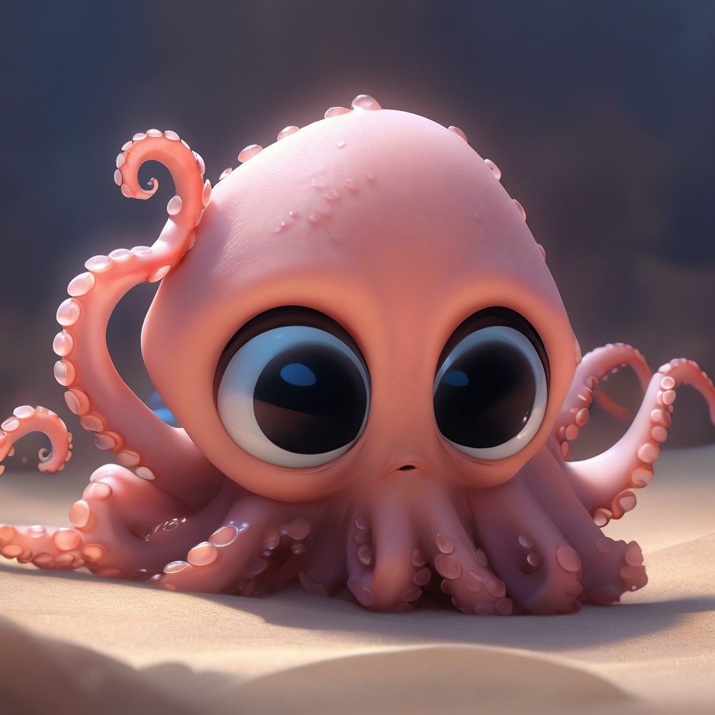 Matrix background, cute baby octopus with ten tentacles, pixar, disney, eye contact, masterpiece,  extremely best quality,  official art,  cg 8k wallpaper,  (Fantasy Style:1.1),  (artistic atmosphere:1.2), pixiv 10000 users,  highly detailed,  pixiv, incredibly detailed, (best quality)