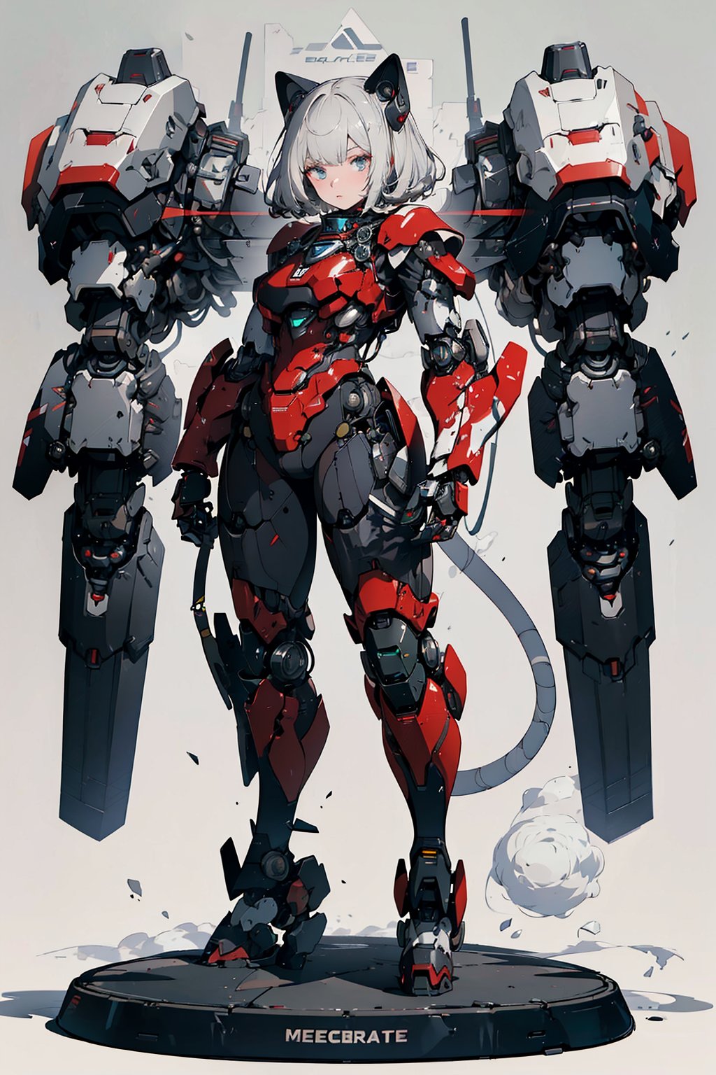 ((black,exoskeleton power suit)), ((huge rifle in left hand)), ((heated red sword in right hand)), ((thick mechanical legs to support its own weight)), ((thick mechanical arms and hands to support weight of weapons)), ((pilot is a man with short silver hair, more metal plates bare))), pictorial humanoid mecha, detailed humanoid, highly detailed cg society, detail of mecha robot,, hard surface model, zubrash hard surface