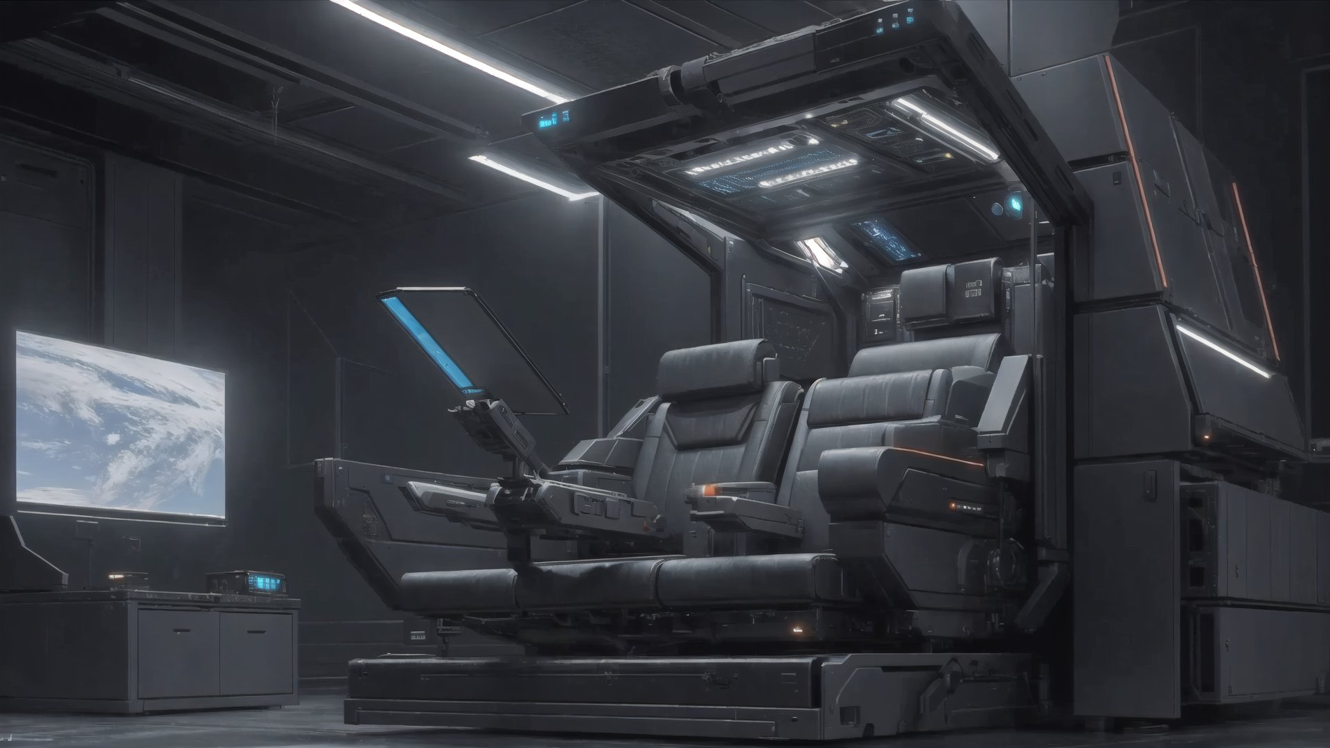 masterpiece, high_resolution, high detail, high tech, sci fi interior kitbash pack, star citizen, modular design, futuristic